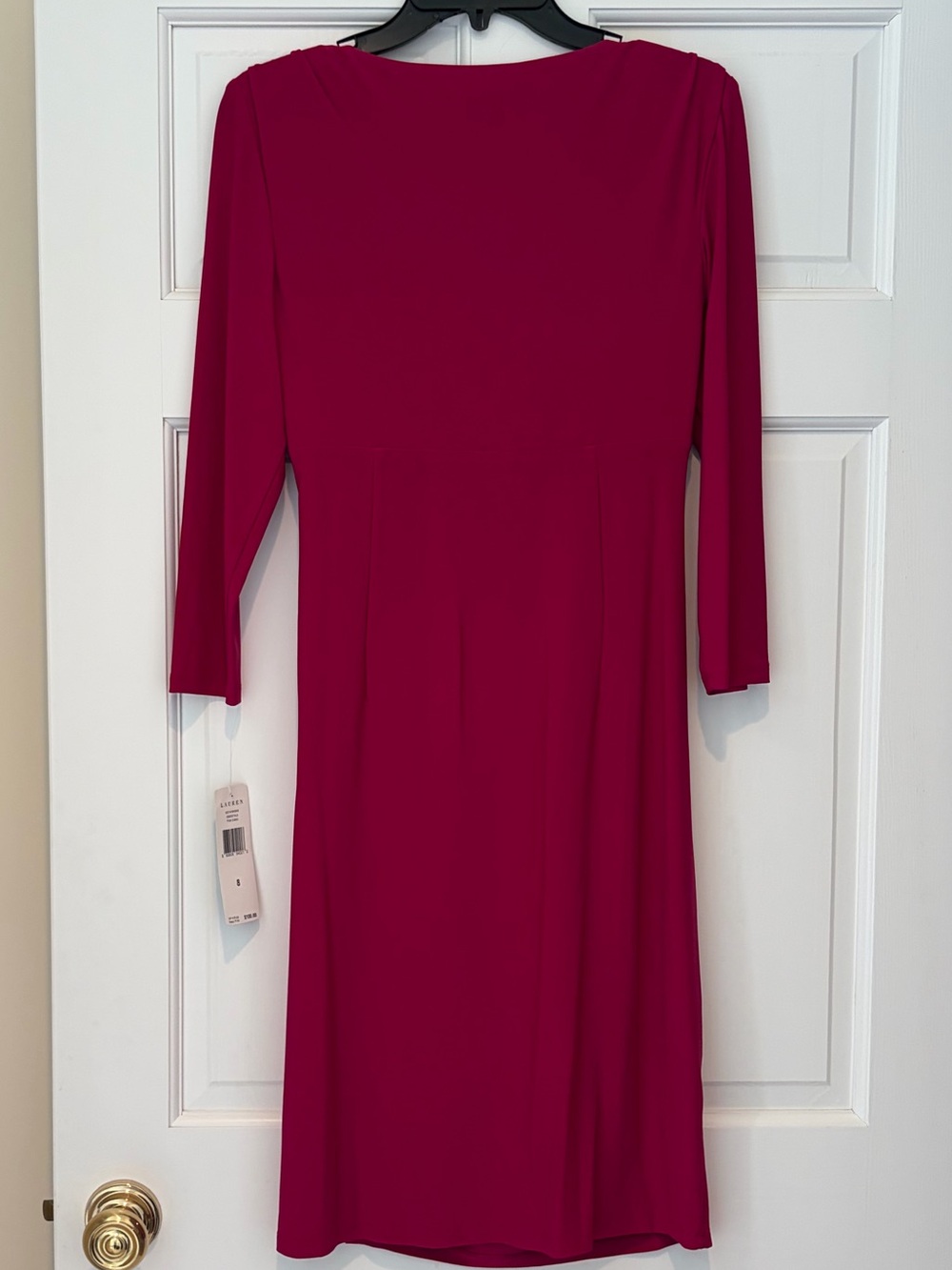 Ralph Lauren Pink Raspberry Long Sleeve Surplice Wrap Dress - Picture 2 of 14
